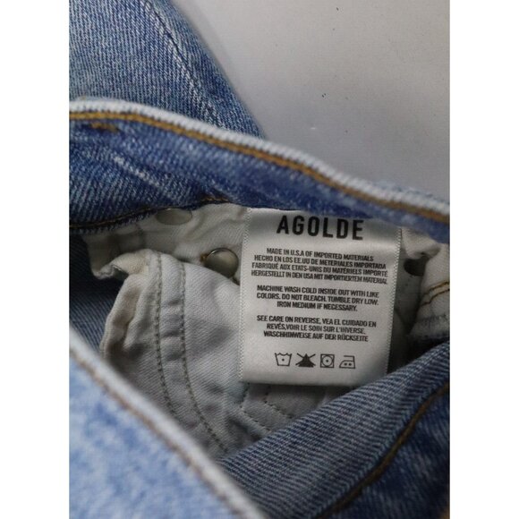 AGOLDE Nico High Rise Slim Fit Jeans Blue Women 24 Button Fly‎ Denim Stretch USA - Picture 4 of 12